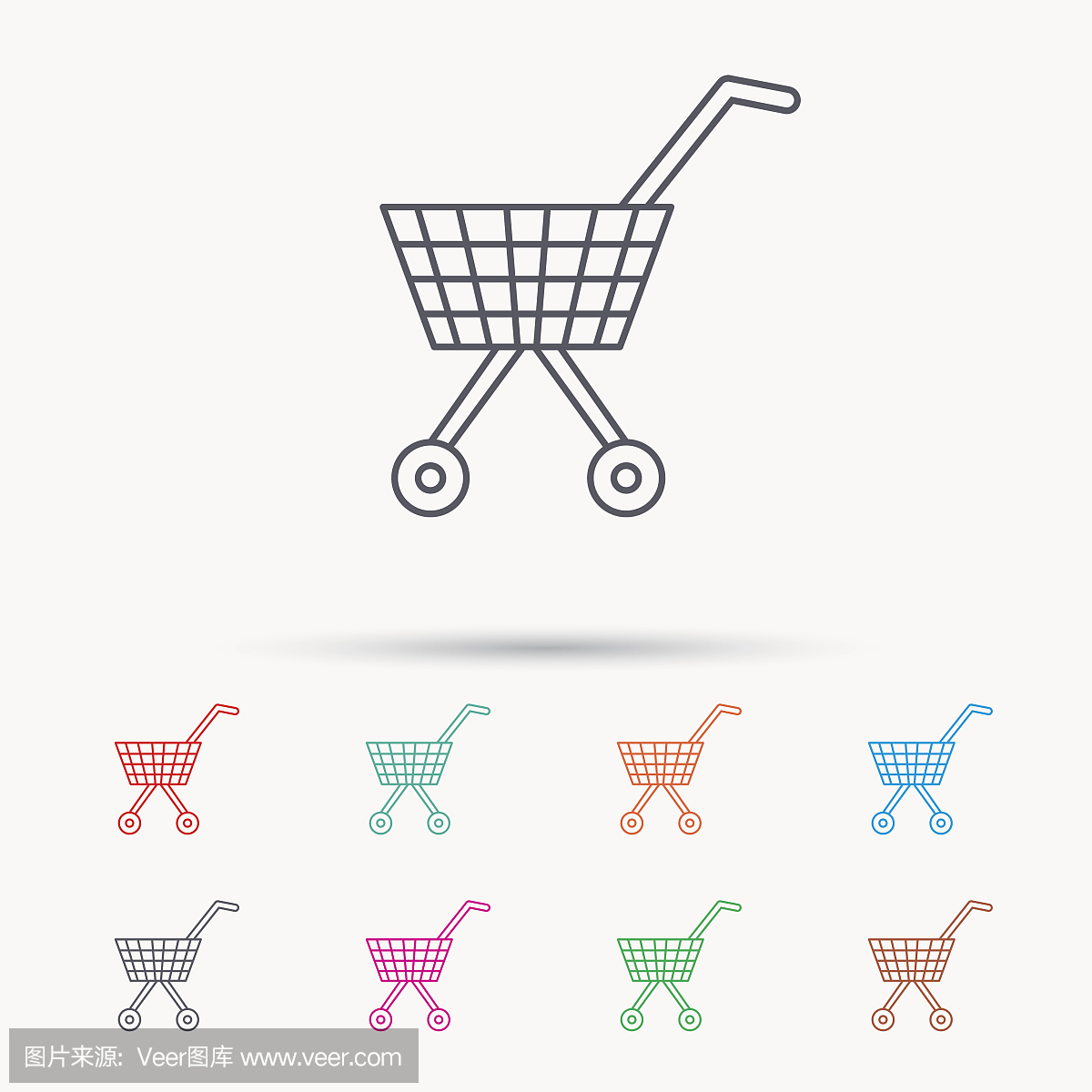 購物車圖標。市場購買的跡象。